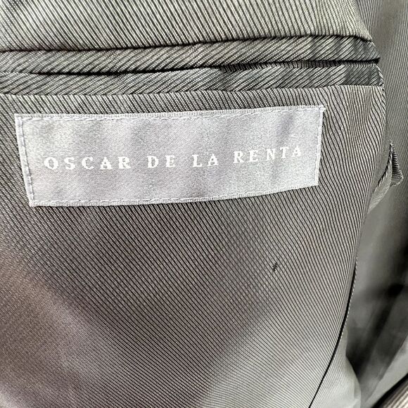 Oscar De La Renta Suit Jacket 100% Wool Mens 44L Blazer Houndstooth 2-Button - Picture 7 of 13